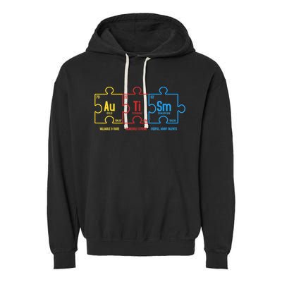 Autism Awareness Puzzle Elements Design Garment-Dyed Fleece Hoodie