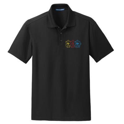 Autism Awareness Puzzle Elements Design Dry Zone Grid Polo