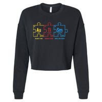 Autism Awareness Puzzle Elements Design Cropped Pullover Crew