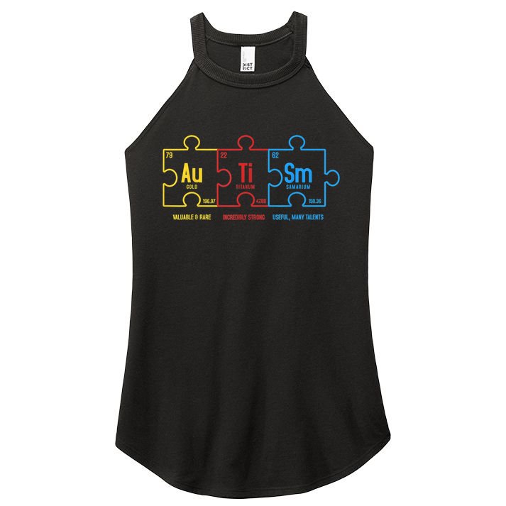 Autism Awareness Puzzle Elements Design Women's Perfect Tri Rocker Tank