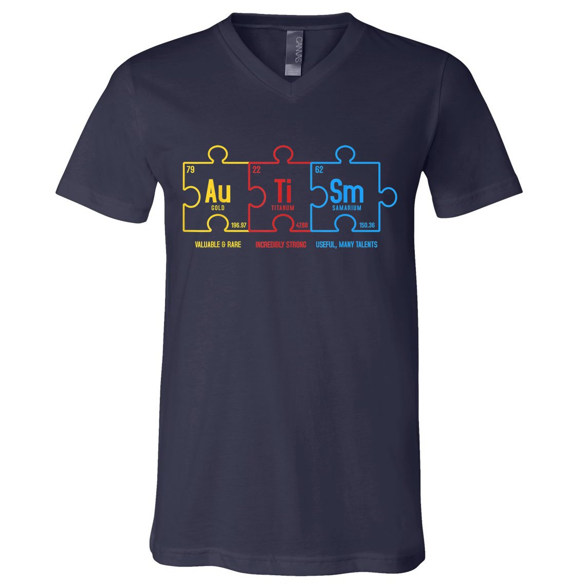 Autism Awareness Puzzle Elements Design V-Neck T-Shirt