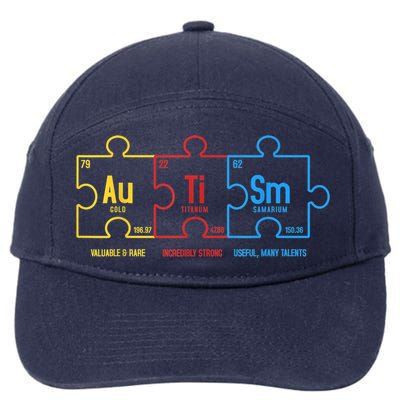 Autism Awareness Puzzle Elements Design 7-Panel Snapback Hat