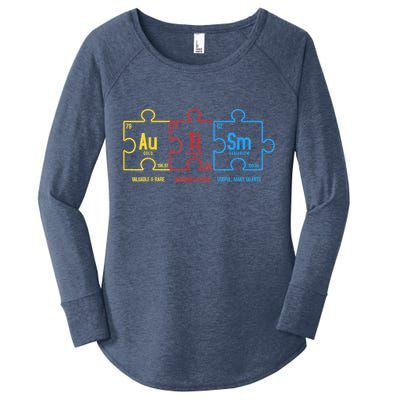 Autism Awareness Puzzle Elements Design Women's Perfect Tri Tunic Long Sleeve Shirt