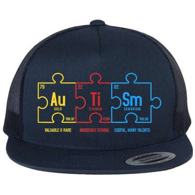 Autism Awareness Puzzle Elements Design Flatbill Hat