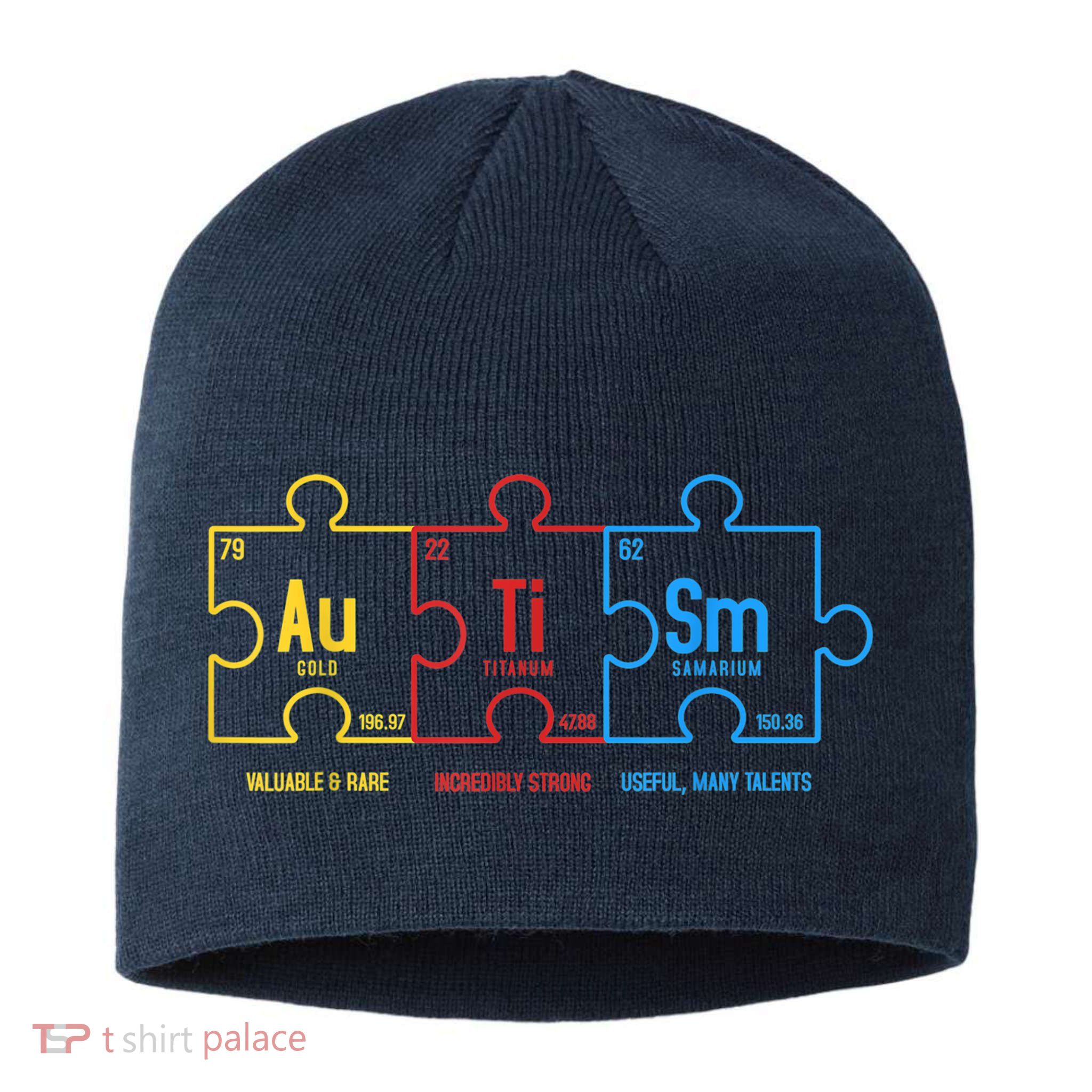 Autism Awareness Puzzle Elements Design Sustainable Beanie