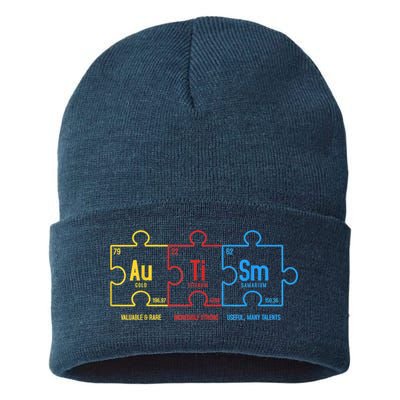 Autism Awareness Puzzle Elements Design Sustainable Knit Beanie