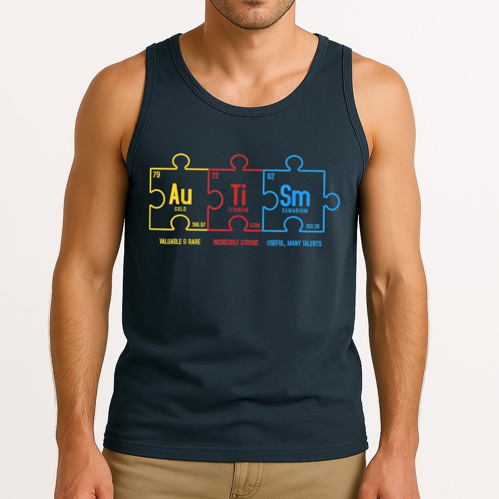 Autism Awareness Puzzle Elements Design Tank Top