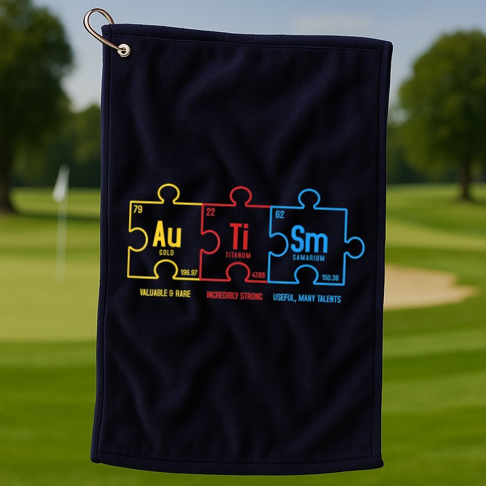 Autism Awareness Puzzle Elements Design Golf Towel