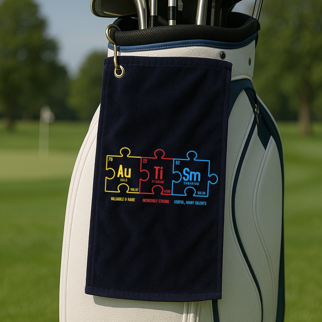 Autism Awareness Puzzle Elements Design Golf Towel