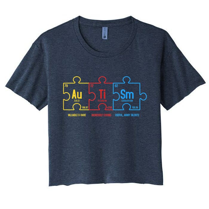 Autism Awareness Puzzle Elements Design Crop Top