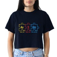 Autism Awareness Puzzle Elements Design Crop Top