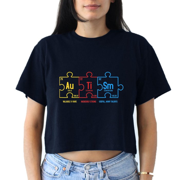 Autism Awareness Puzzle Elements Design Crop Top