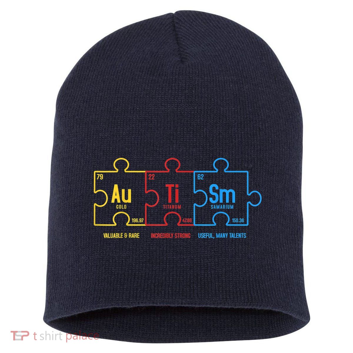 Autism Awareness Puzzle Elements Design Short Acrylic Beanie