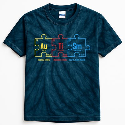 Autism Awareness Puzzle Elements Design Kids Tie-Dye T-Shirt