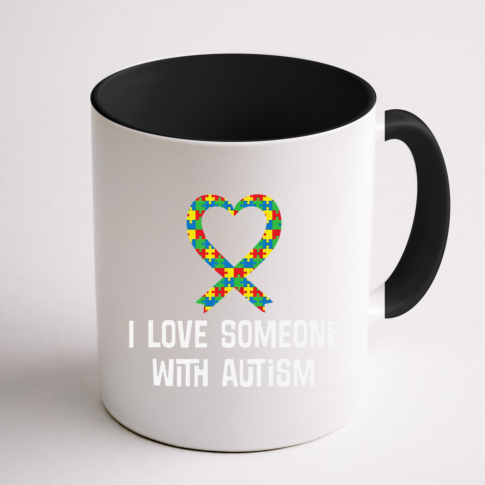 Autism Awareness Puzzle Ribbon Heart Mug