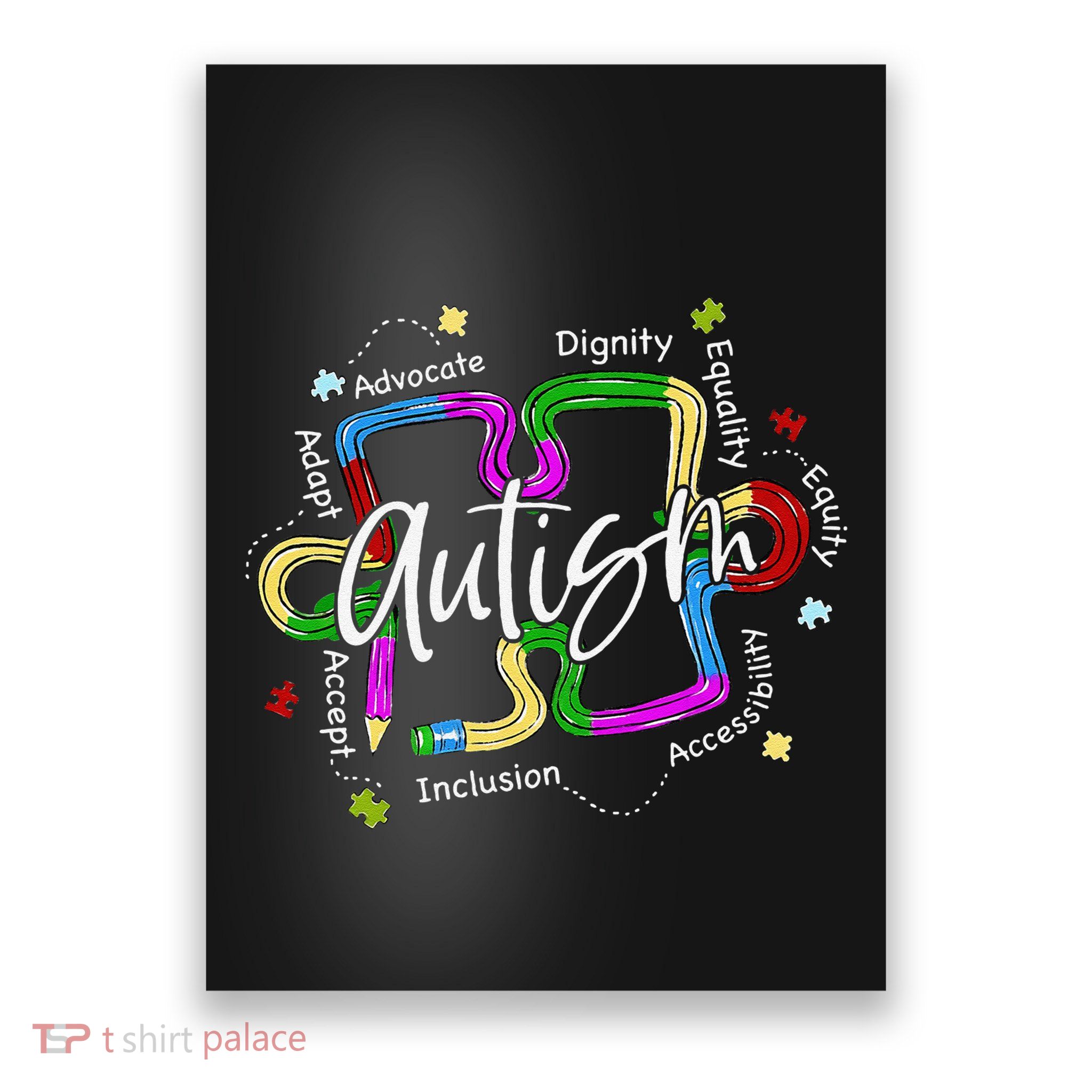 Autism Awareness Puzzle Pieces Pencil Inclusion Teacher Poster