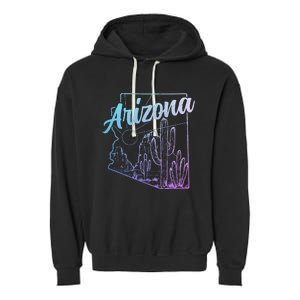 Arizona Az Pride Cactus Desert State Map Garment-Dyed Fleece Hoodie