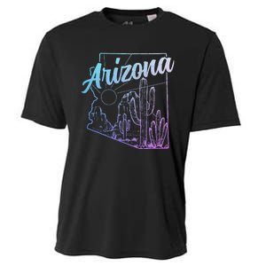 Arizona Az Pride Cactus Desert State Map Cooling Performance Crew T-Shirt