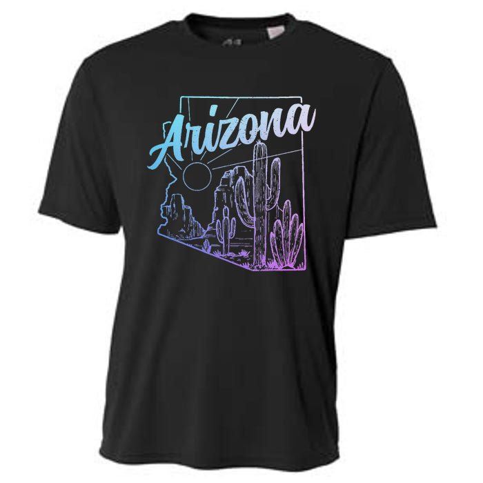 Arizona Az Pride Cactus Desert State Map Cooling Performance Crew T-Shirt