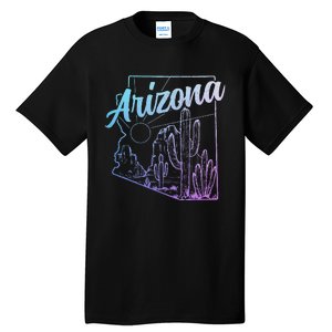 Arizona Az Pride Cactus Desert State Map Tall T-Shirt