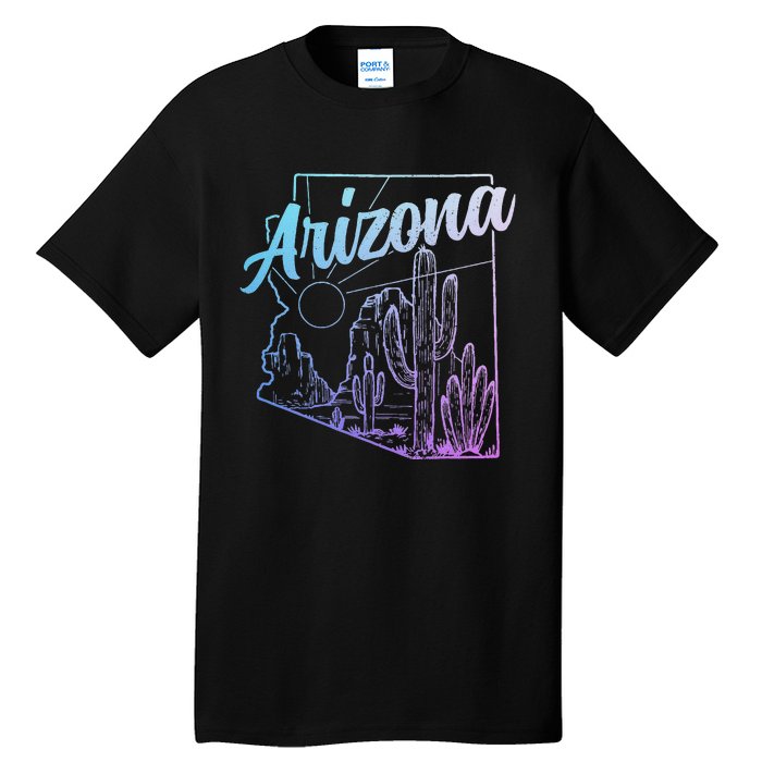 Arizona Az Pride Cactus Desert State Map Tall T-Shirt