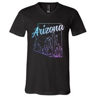 Arizona Az Pride Cactus Desert State Map V-Neck T-Shirt