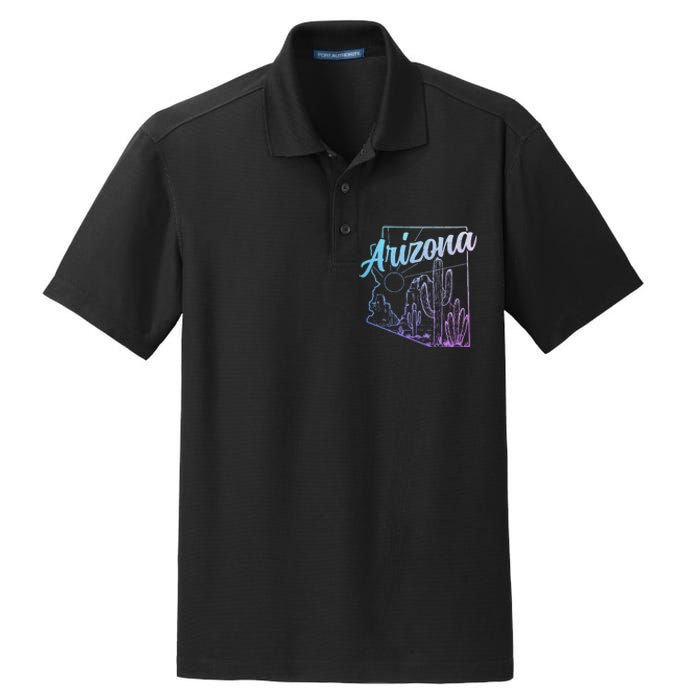 Arizona Az Pride Cactus Desert State Map Dry Zone Grid Polo