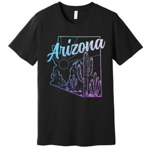 Arizona Az Pride Cactus Desert State Map Premium T-Shirt