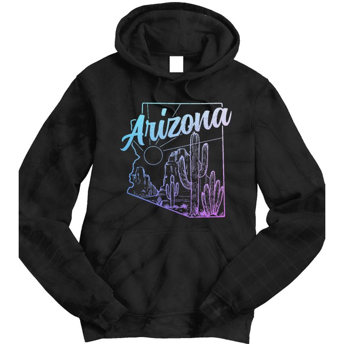 Arizona Az Pride Cactus Desert State Map Tie Dye Hoodie