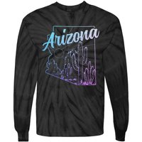 Arizona Az Pride Cactus Desert State Map Tie-Dye Long Sleeve Shirt