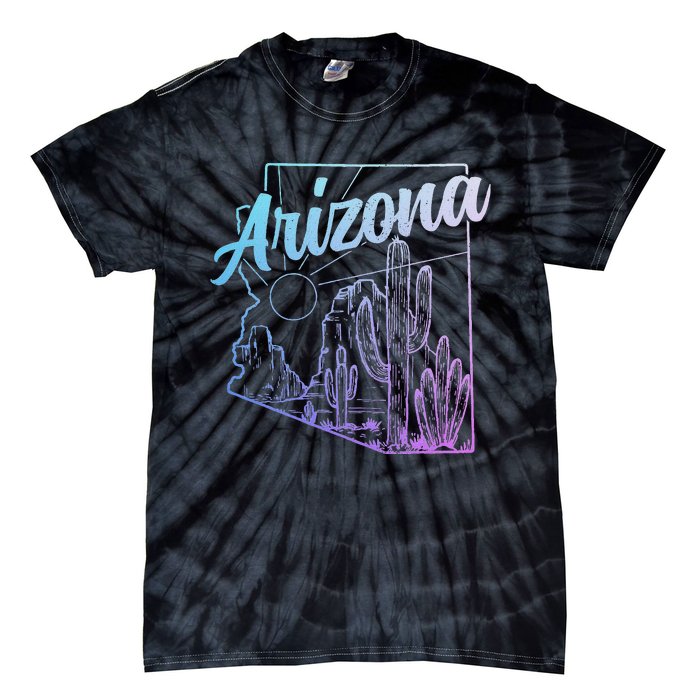 Arizona Az Pride Cactus Desert State Map Tie-Dye T-Shirt