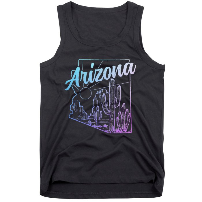 Arizona Az Pride Cactus Desert State Map Tank Top