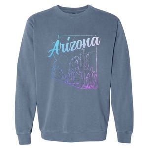 Arizona Az Pride Cactus Desert State Map Garment-Dyed Sweatshirt