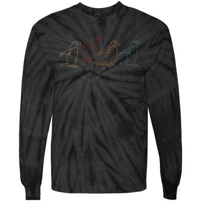 Antartica Animal Penguin Tie-Dye Long Sleeve Shirt