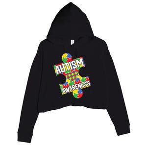 Autism Awareness Puzzle Piece Awareness Crop Fleece Hoodie