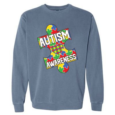 Autism Awareness Puzzle Piece Awareness Garment-Dyed Sweatshirt