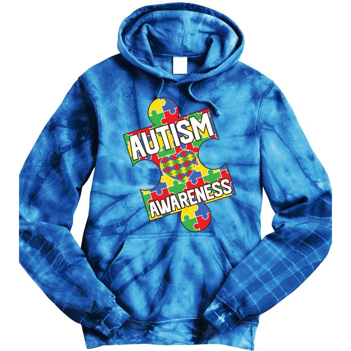 Autism Awareness Puzzle Piece Awareness Tie Dye Hoodie