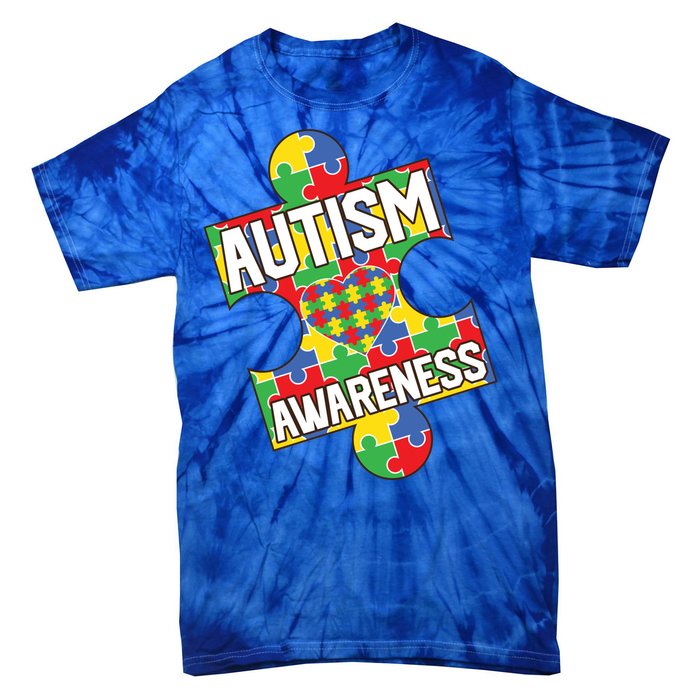 Autism Awareness Puzzle Piece Awareness Tie-Dye T-Shirt