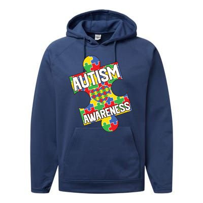 Autism Awareness Puzzle Piece Awareness Performance Fleece Hoodie