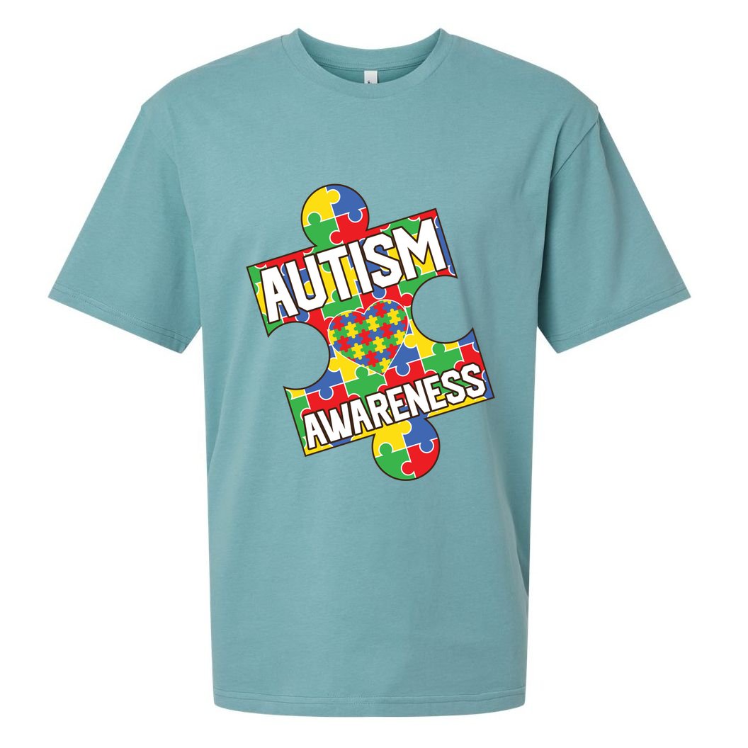 Autism Awareness Puzzle Piece Awareness Sueded Cloud Jersey T-Shirt