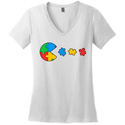 Autism Awareness Puzzles Funny Puzzle Pieces Women's V-Neck T-Shirt