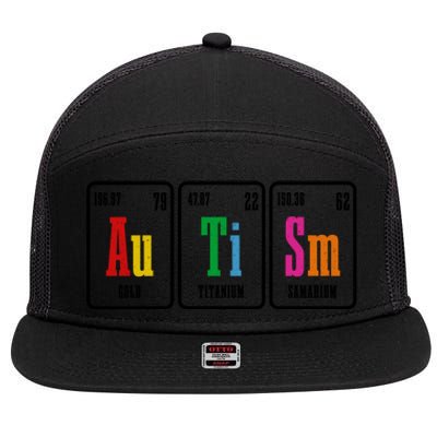 Autism Awareness Periodic Table Elets Neurodiversity Gift 7 Panel Mesh Trucker Snapback Hat