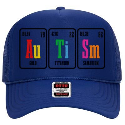 Autism Awareness Periodic Table Elets Neurodiversity Gift High Crown Mesh Back Trucker Hat