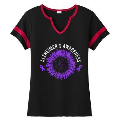 Alzheimer´s Awareness Purple Ribbon Ladies Halftime Notch Neck Tee