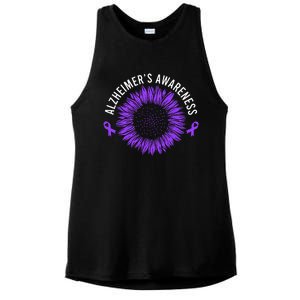 Alzheimer´s Awareness Purple Ribbon Ladies PosiCharge Tri-Blend Wicking Tank