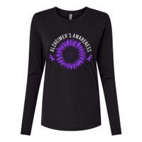 Alzheimer´s Awareness Purple Ribbon Womens Cotton Relaxed Long Sleeve T-Shirt