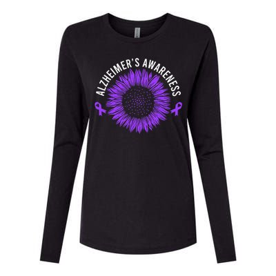 Alzheimer´s Awareness Purple Ribbon Womens Cotton Relaxed Long Sleeve T-Shirt