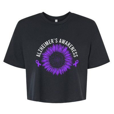 Alzheimer´s Awareness Purple Ribbon Bella+Canvas Jersey Crop Tee