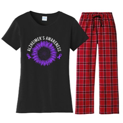 Alzheimer´s Awareness Purple Ribbon Women's Flannel Pajama Set