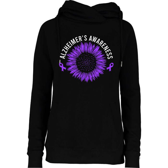 Alzheimer´s Awareness Purple Ribbon Womens Funnel Neck Pullover Hood